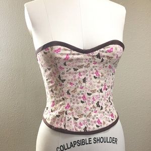 COTTON CORSET-lace up-butterflies